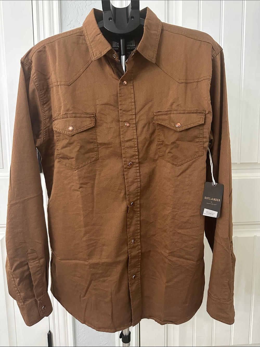Men's Western Brown Long-Sleeve Button-Down Shirt